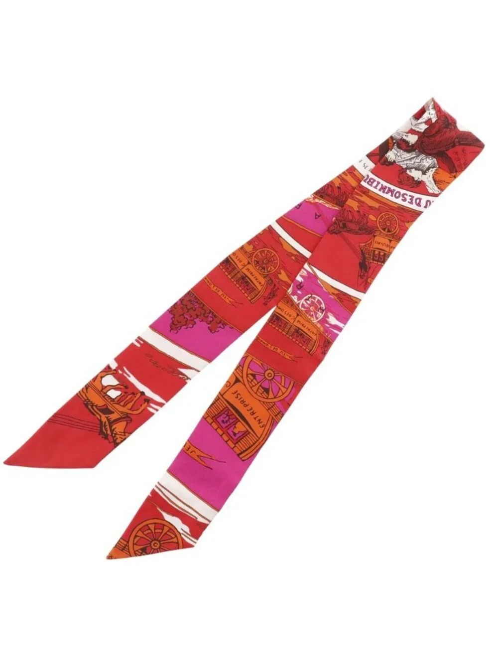 Hermes Twilly Jeu Des Omnibus Et Dames Blanches And White Game Silk Pink Scarf